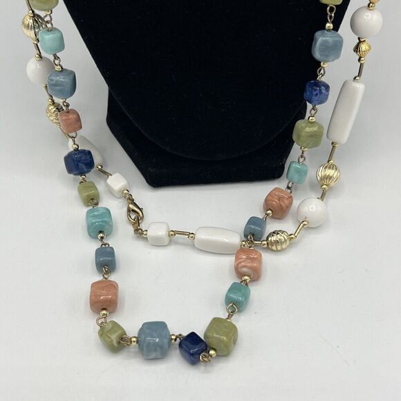 Multi colored bead Statement Necklace 15” - Picture 3 of 5